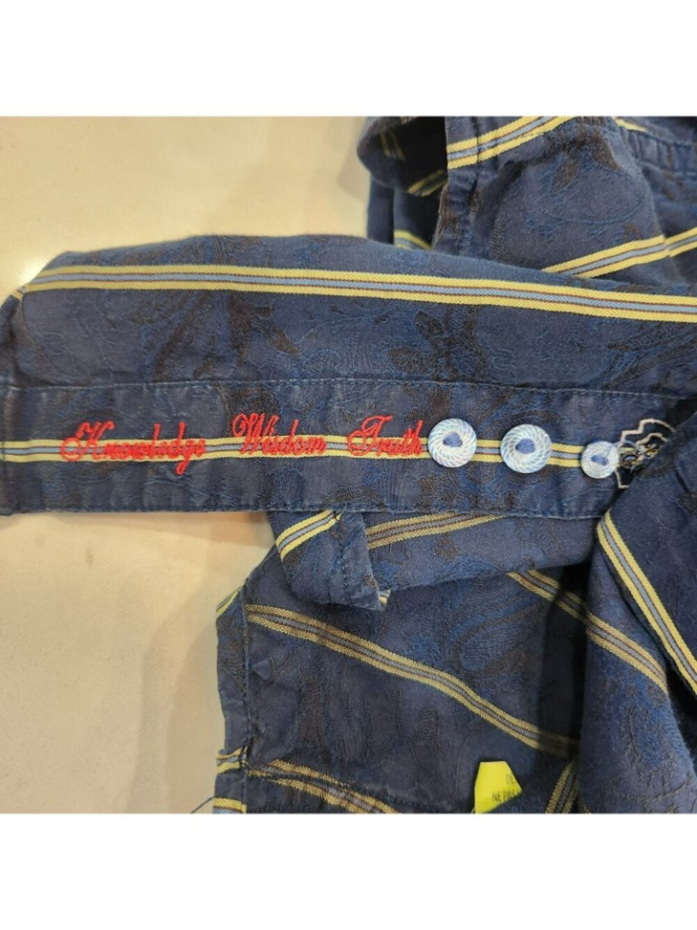 Robert Graham Long Sleeve Shirt Mens Medium Blue Paisley Striped Flip Cuff - Picture 5 of 16